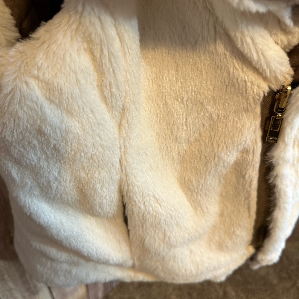 Calvin Klein Performance women’s L brown/ white faux fur puffer vest NWT - Picture 9 of 12